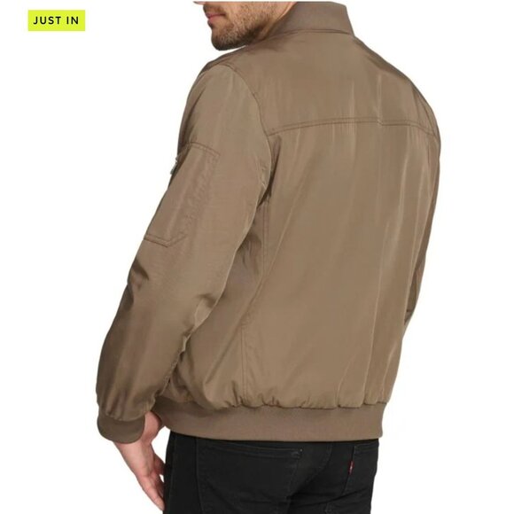 NWT Calvin Klein Men's Dark Tan Ribbed Collar Bomber Flight Jacket Sz Large 2763 - Picture 6 of 13